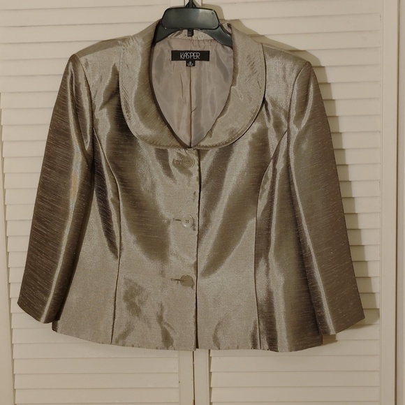 Kasper Metallic Silver Skirt Suit - Picture 4 of 15